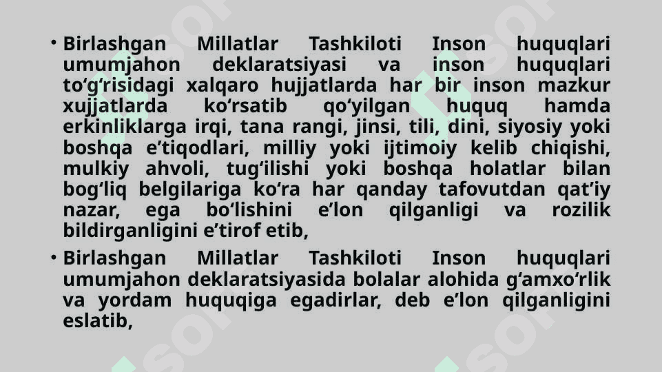 BMTning “Bola huquqlari to‘g‘risidagi konvensiyasi 4