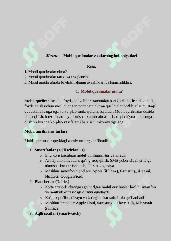 Mobil qurilmalar va ularning imkoniyatlari 8
