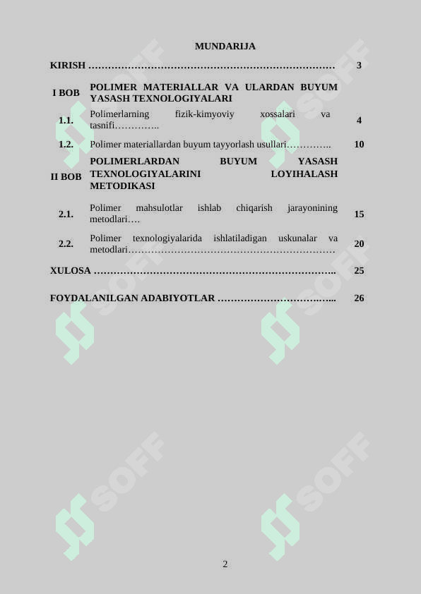 POLIMER MATERIALLARDAN BUYUM YASASH TEXNOLOGIYASI 2