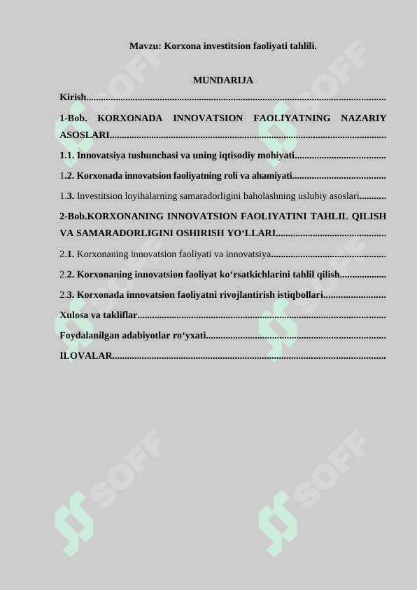 KORXONA INVESTITSION FAOLIYATI TAHLILI 2