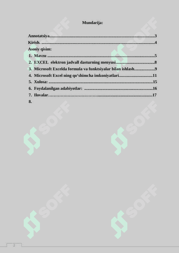 Jadvallar yaratishda Microsoft Excel dasturidan foydalanish mavzusini “Klaster” metodi orqali o‘rgatish 2
