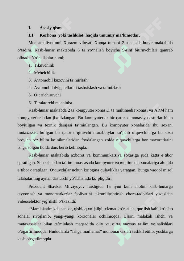 Kasb-hunar maktabida malakaviy amaliyot hisoboti 5