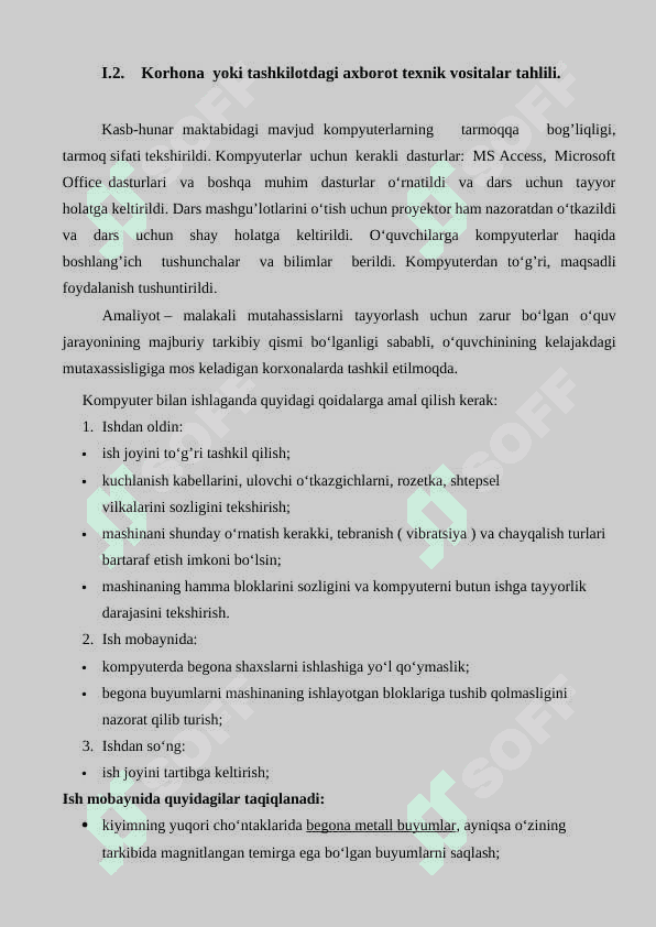 Kasb-hunar maktabida malakaviy amaliyot hisoboti 7
