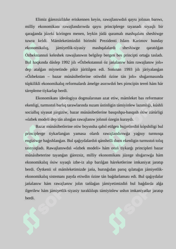 Ǵárezsizlik jıllarında Ózbekstan Respublikası rawajlanıwınıń makroekonomikalıq kórsetkishleri analizi.docx 2
