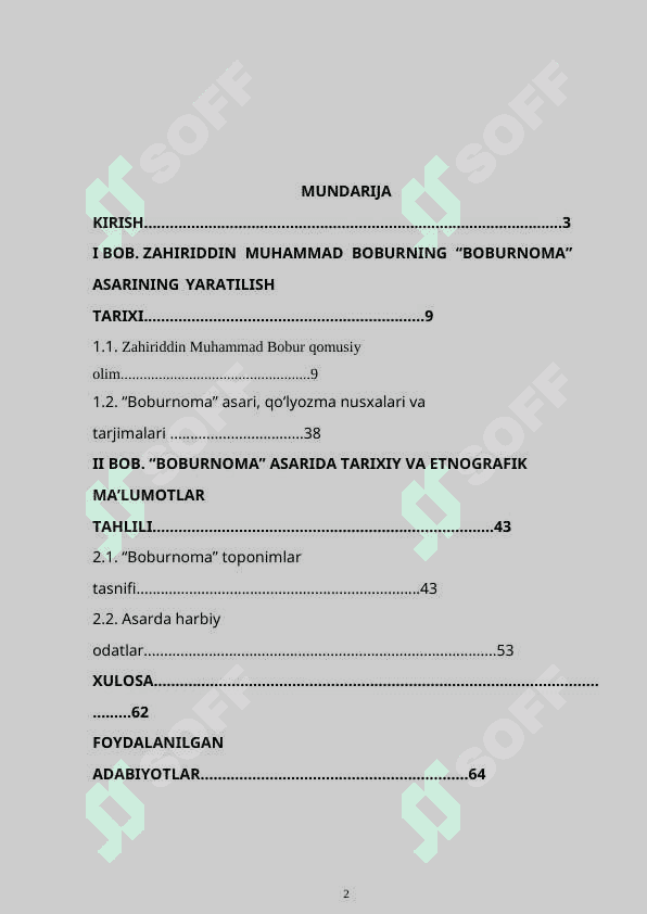 ZAHIRIDDIN MUHAMMAD BOBURNING “BOBURNOMA” ASARINING YARATILISH TARIXI 2