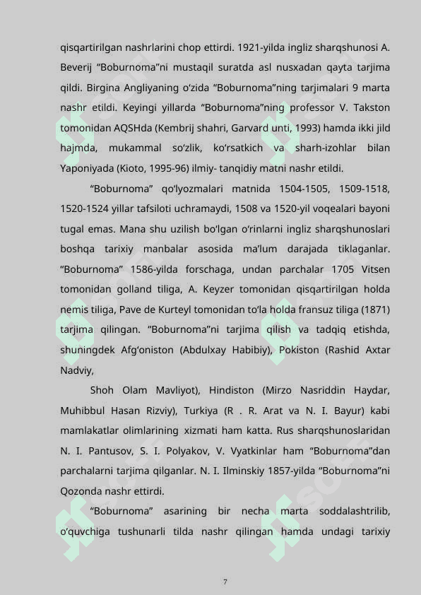 ZAHIRIDDIN MUHAMMAD BOBURNING “BOBURNOMA” ASARINING YARATILISH TARIXI 7