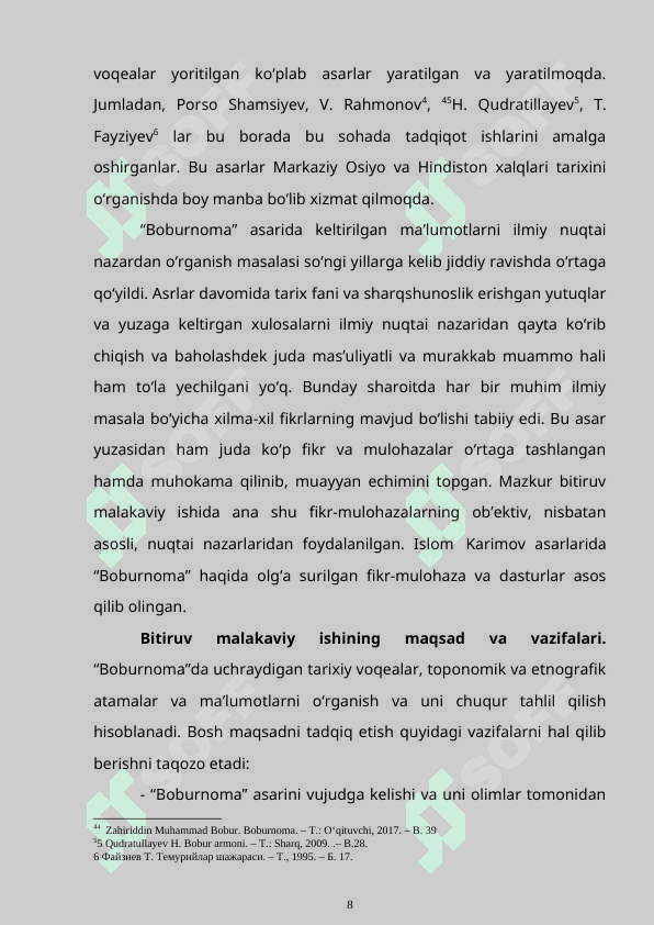 ZAHIRIDDIN MUHAMMAD BOBURNING “BOBURNOMA” ASARINING YARATILISH TARIXI 8