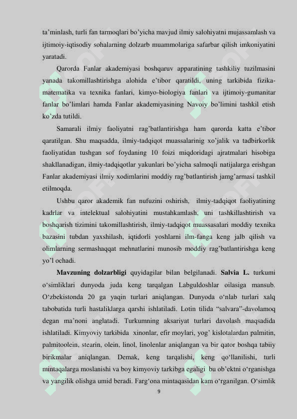 MAVRAK  TURKUMI O’SIMLIKLARINI KIMYOVIY TARKIBIGA ASOSAN  SINFLASH 6