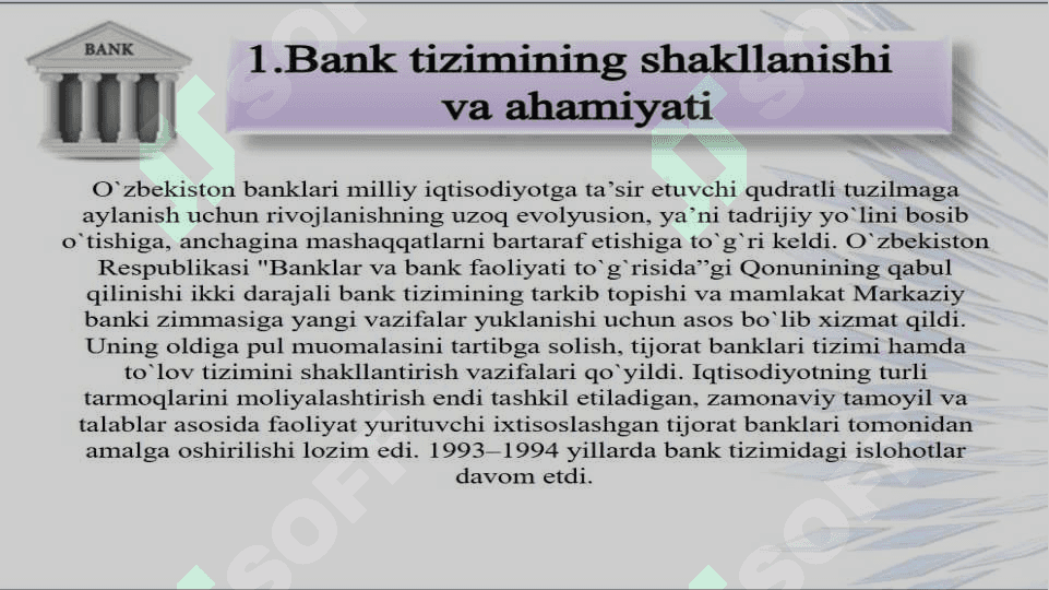 Banklar bank tizimi va uning rivojlanish bosqichlari 2