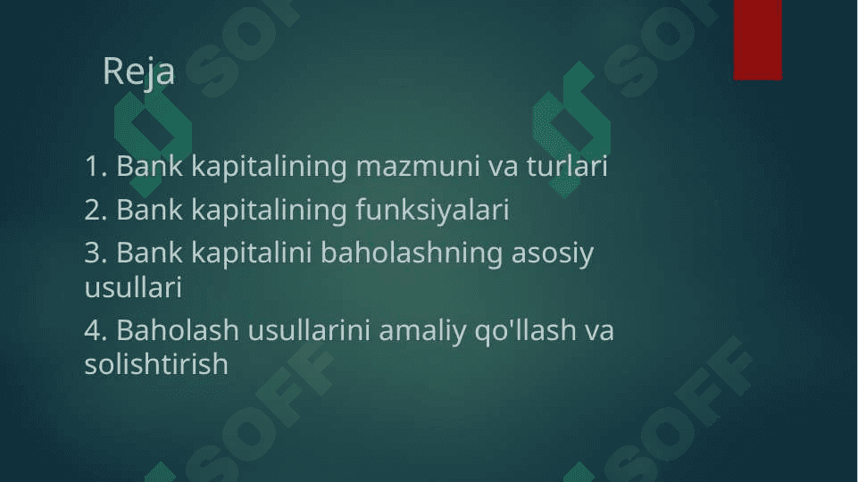 Bank kapitalini baholash usullari 2