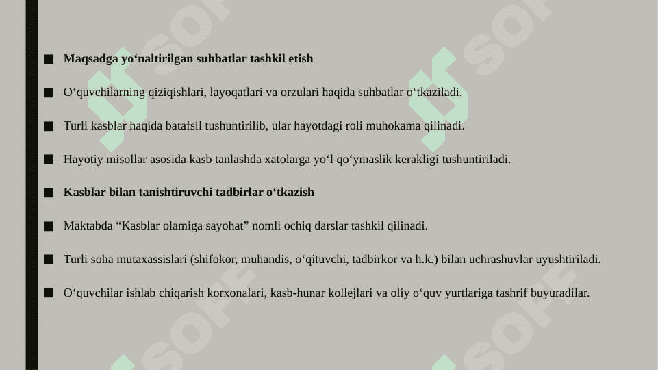 Yuqori sinflarda tarbiya fanini oʻqitishda oʻquvchilarni kasb tanlashga yoʻnaltirish borasida olib boriladigan ishlar 3