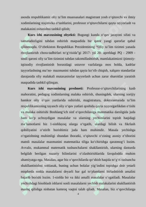Boshlang`ich sinflarda matematikadan arifmetik amallarni o`rgatish metodikasi 4