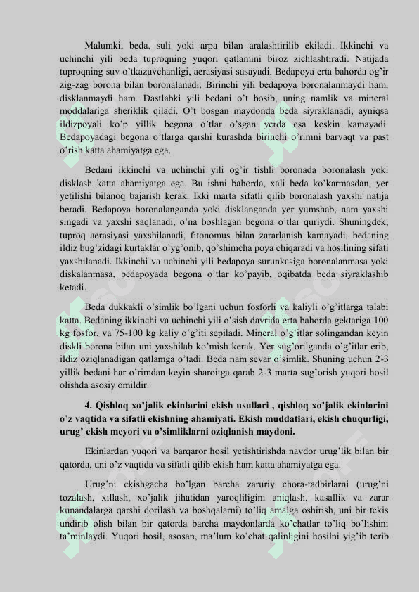 YERGA EKIN EKISHDAN OLDIN VA KEYIN ISHLOV BERISH. QISHLOQ XO’JALIK EKINLARINI EKISH USULLARI 8
