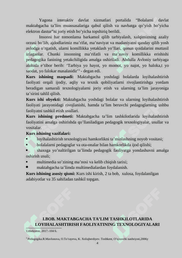 Maktabgacha talim tashkilotlarida loyihalashtirish faoliyatining texnologiyalari. 4