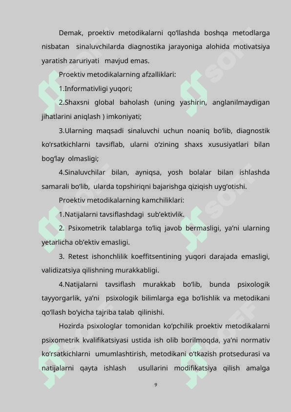 SHAXS PSIXODIOGNOSTIKASIDA PROEKTIV METODLARNING QO’LLANILISHI. SHAXS XUSUSIYATLARINI O’RGANISH METODIKASI 8