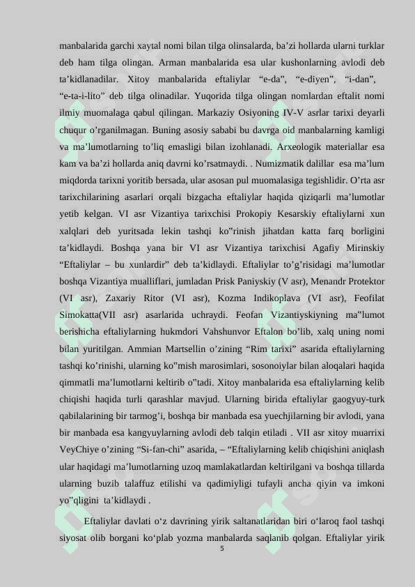 EFTALIYLAR DAVLATI TASHKIL TOPISHI HAMDA KELIB CHIQISHI HAQIDAGI ILMIY FARAZLAR VA MANBALAR 5
