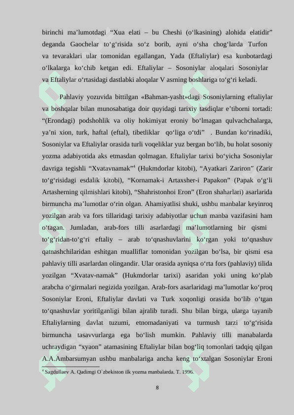 EFTALIYLAR DAVLATI TASHKIL TOPISHI HAMDA KELIB CHIQISHI HAQIDAGI ILMIY FARAZLAR VA MANBALAR 8
