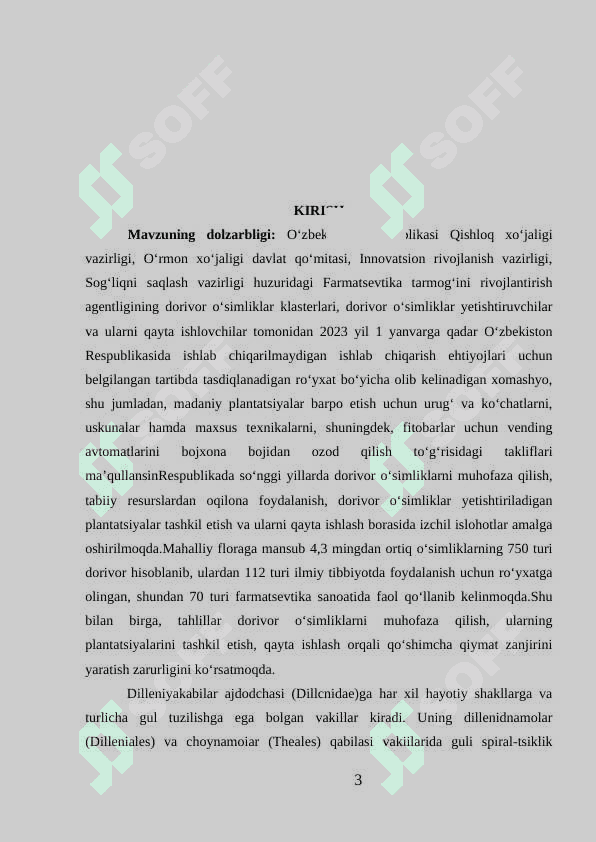 Yopiq urugʻlilar boʻlimining umumiy tavsifi. Asosiy belgilari, kelib chiqishi 3