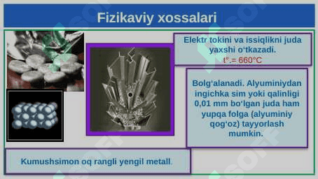 Alyuminiy xossalari. Laboratoriya ishi Alyuminiyning kislota va asos eritmalari bilan o‘zaro ta’siri 7