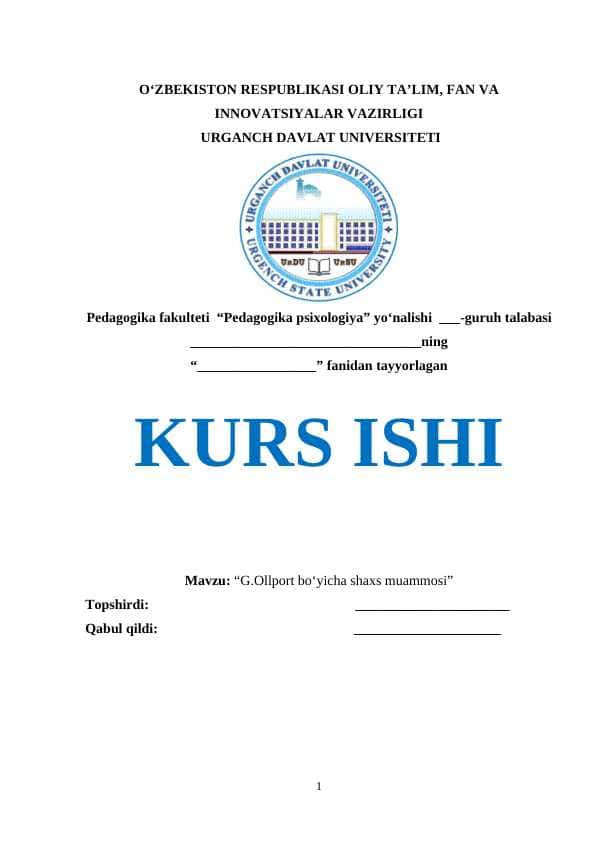 G.Ollport bo‘yicha shaxs muammosi 1