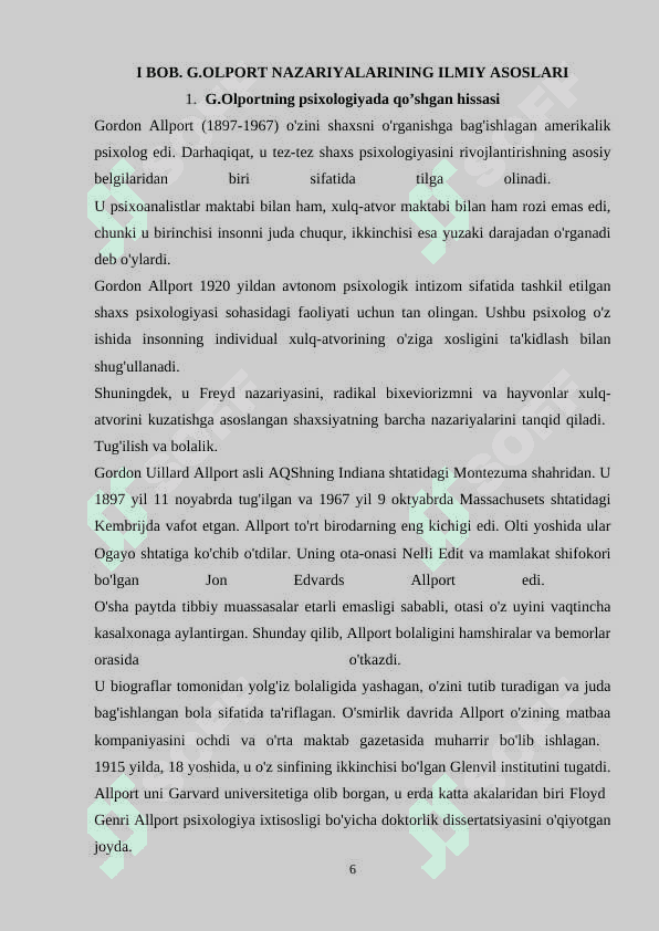 G.Ollport bo‘yicha shaxs muammosi 6
