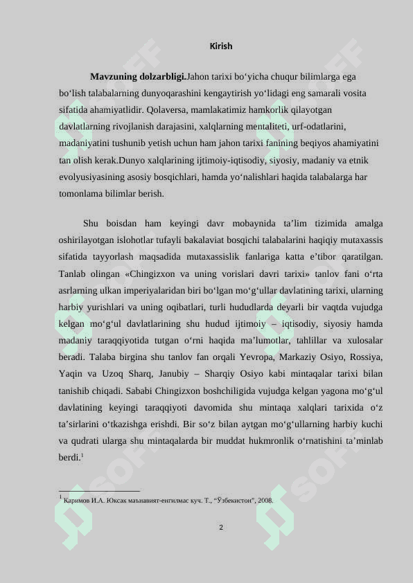 Chingiziylar davlatining tashkil topishi va Oʻrta Osiyoni bosib olishi 2