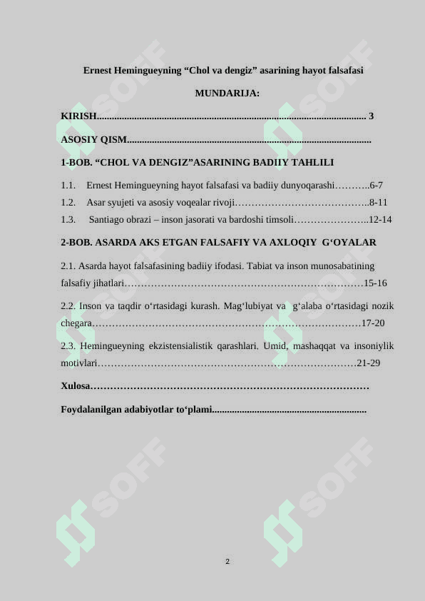 Ernest Hemingueyning “Chol va dengiz” asarining hayot falsafasi 2