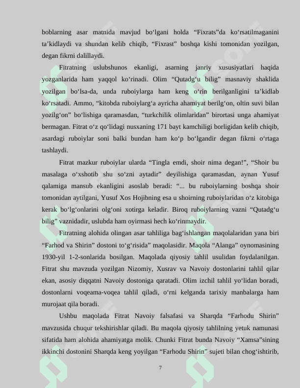 Fitrat she’riyatining g‘oyaviy-badiiy xususiyatlari 7