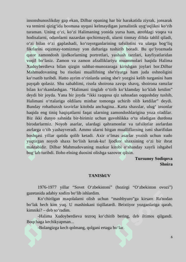 Halima Xudoyberdiyeva lirikasida ayol qalbining nozik talqini 6