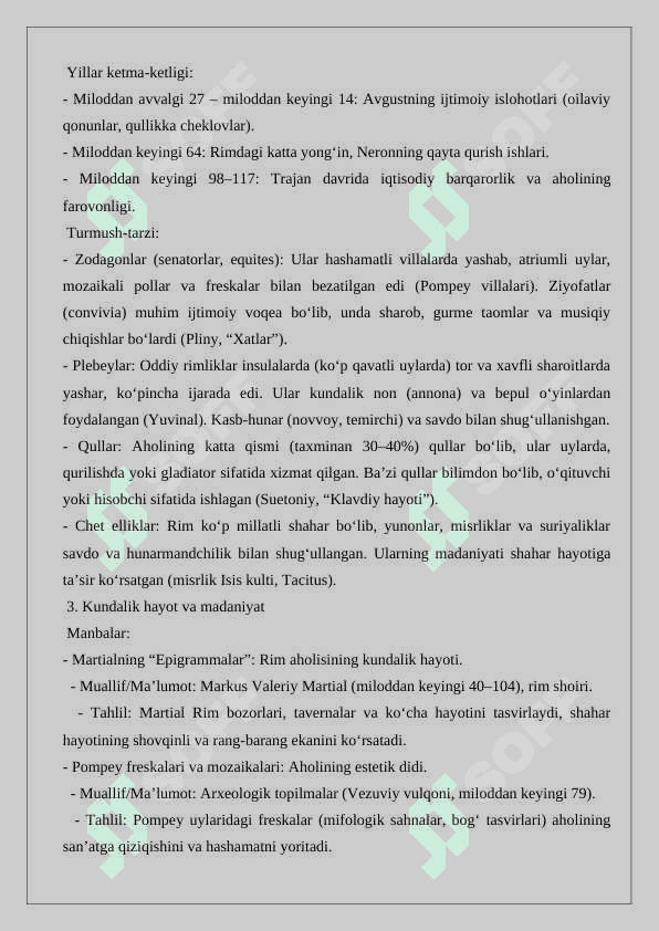 “Ilk imperiya” davrida Rim shahri va uning aholisi turmush-tarzi 25 4