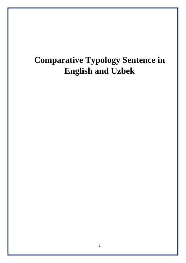 Comparative Typology Sentence in English and Uzbek