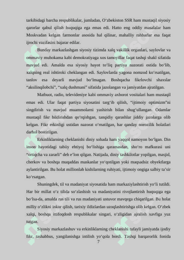 Sho‘ro tuzumining inqirozi muqarrarligi – Mustaqillik sari yo‘l 7