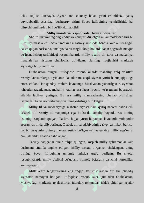 Sho‘ro tuzumining inqirozi muqarrarligi – Mustaqillik sari yo‘l 8