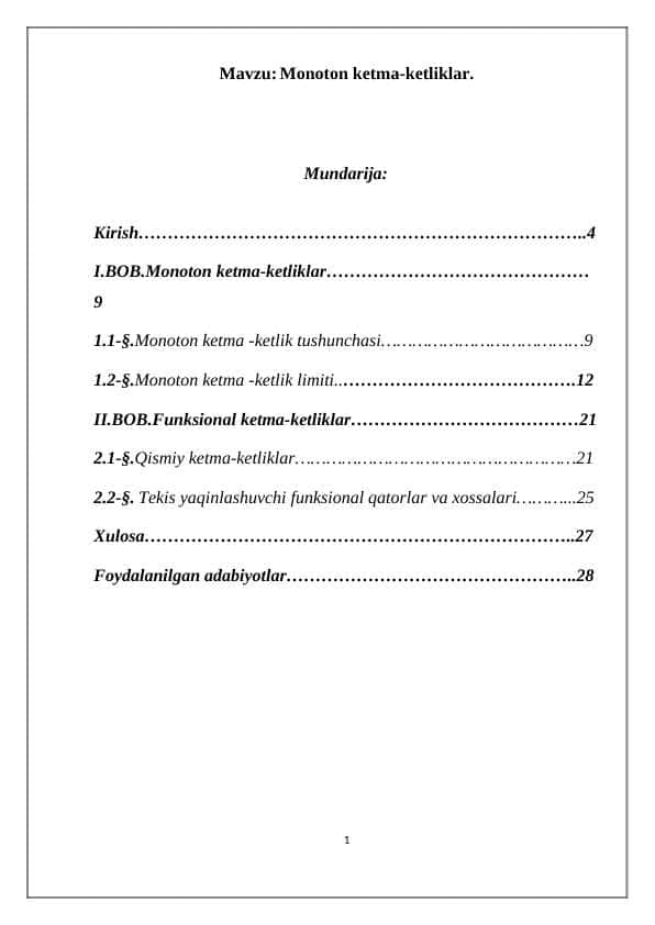 Monoton ketma-ketliklar.