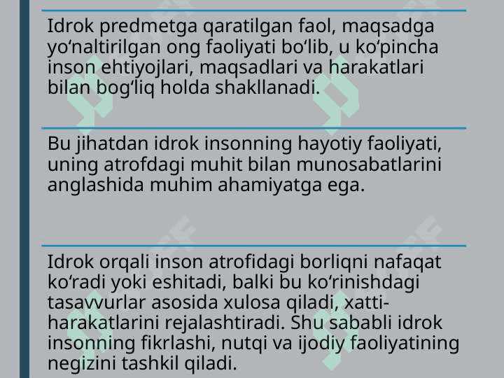 IDROK HAQIDA TUSHUNCHA. NERV FIZIOLOGIK ASOSLARI, XUSUSIYATLARI VA QONUNIYATLARI. 4