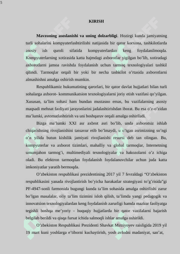 KASB-HUNAR KOLLEJLARIDA INFORMATIKA VA AXBOROT TEXNOLOGIYALARI KURSINI O‘QITISHDA INTEGRATSIYALASHGAN TEXNOLOGIYALARDAN FOYDALANISH METODIKASI 5
