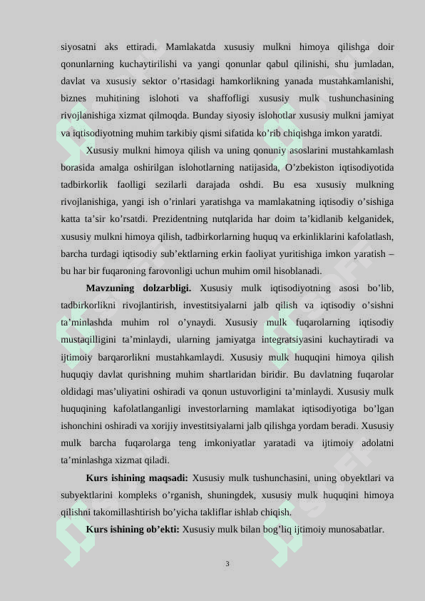 Xususiy mulk tushunchasi. ob’ektlari va sub’ektlari 3