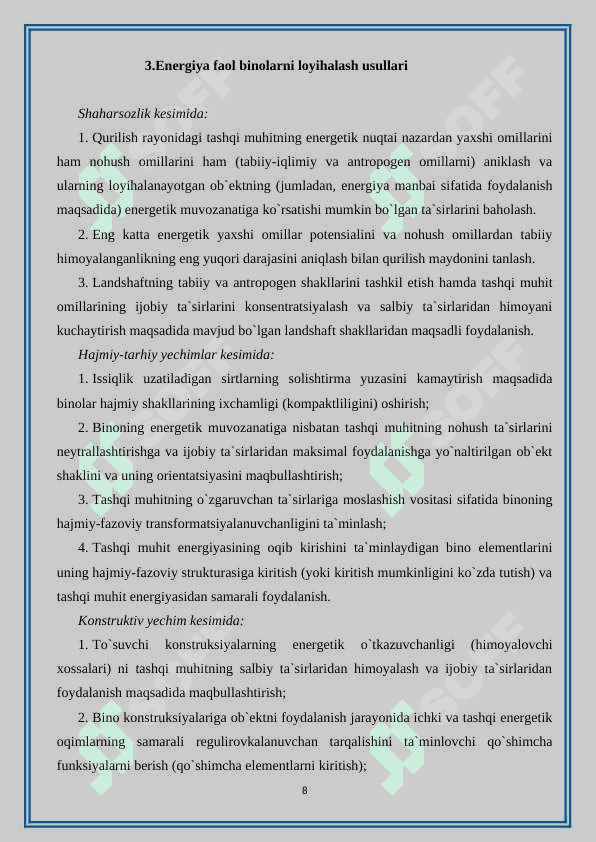 Qurilish ob`ektlarining energetik samaradorligini oshirish usullari 8