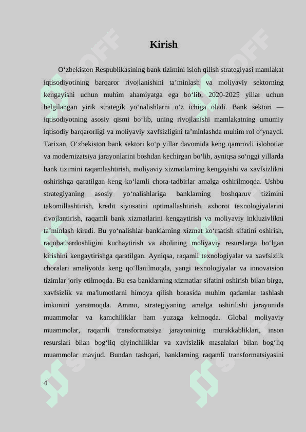 2020-2025 YILLARGA MO'LJALLANGAN UZBEKISTAN REPUBLICSINING BANK TIZIMINI ISLOX QILISH STRATEGIYASINING ASOSIY YO'NALISHLARI VA AMALIYOTGA TADBIQ ETILISHI HOLATI TAHLILI 4