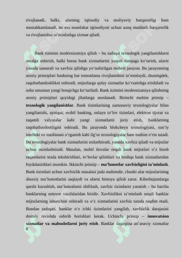 2020-2025 YILLARGA MO'LJALLANGAN UZBEKISTAN REPUBLICSINING BANK TIZIMINI ISLOX QILISH STRATEGIYASINING ASOSIY YO'NALISHLARI VA AMALIYOTGA TADBIQ ETILISHI HOLATI TAHLILI 8