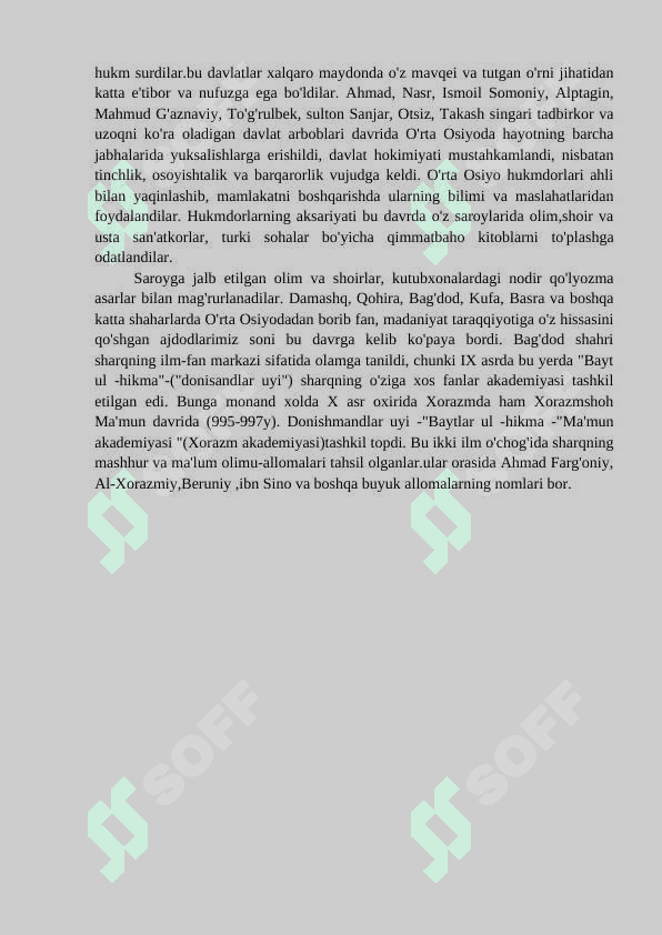 O'RTA OSIYO XALQLARI TARIXIDA IX-XII ASRLARDA YUZ BERGAN UYG'ONISH DAVRI. 5