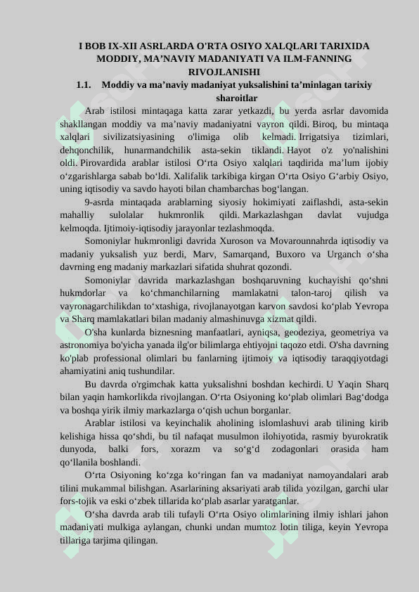 O'RTA OSIYO XALQLARI TARIXIDA IX-XII ASRLARDA YUZ BERGAN UYG'ONISH DAVRI. 6