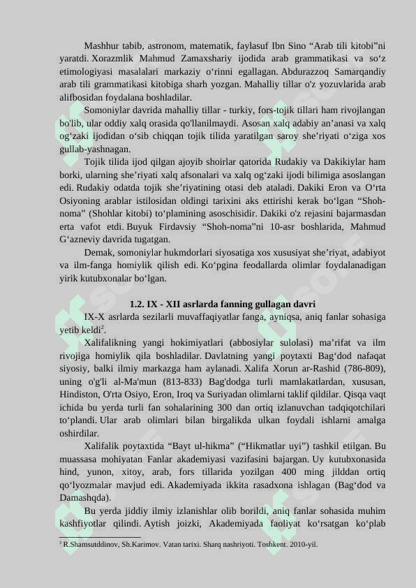 O'RTA OSIYO XALQLARI TARIXIDA IX-XII ASRLARDA YUZ BERGAN UYG'ONISH DAVRI. 7