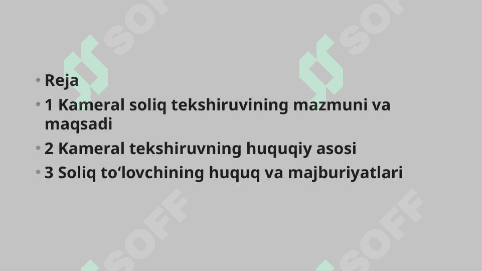 Kameral soliq tekshirish va o'tkazish 2