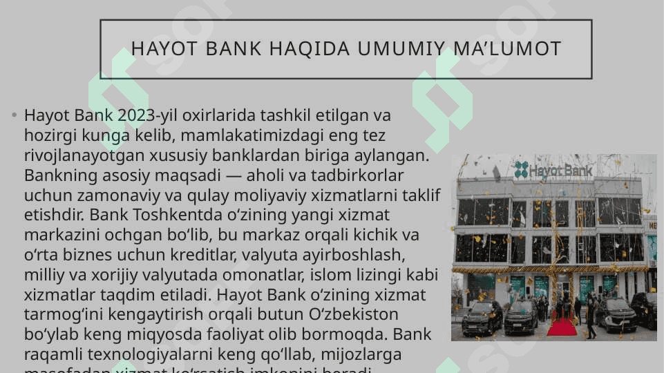 Hayot banki va yevroosiyo banki 3
