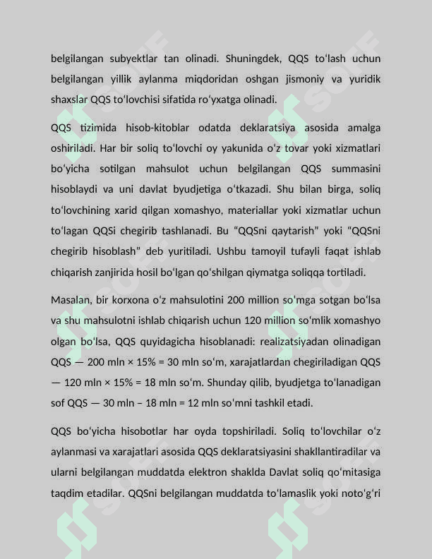 Qo'shilgan qiymat solig'ining iqtisodiy mohiyati va hisoblash usullari 7