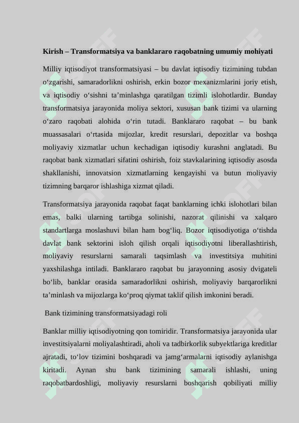 Milliy Iqtisodiyotni transformatsiyalashda banklararo raqobatning tutgan o'rni 3