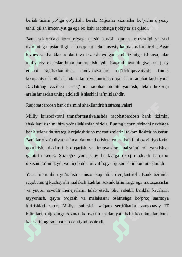 Milliy Iqtisodiyotni transformatsiyalashda banklararo raqobatning tutgan o'rni 6