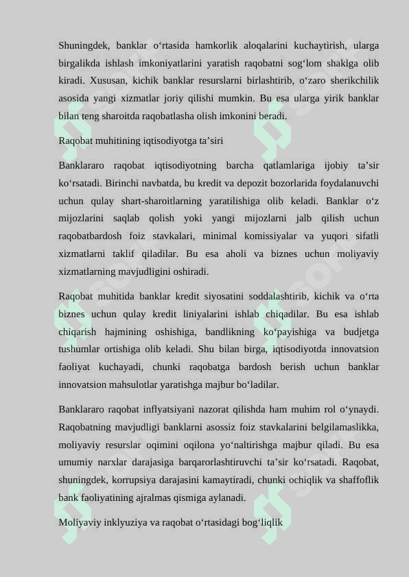 Milliy Iqtisodiyotni transformatsiyalashda banklararo raqobatning tutgan o'rni 7