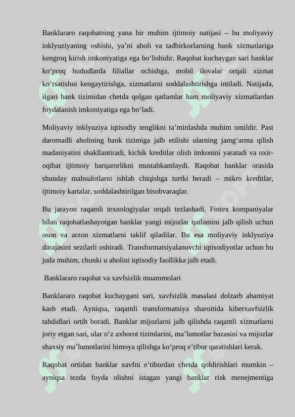 Milliy Iqtisodiyotni transformatsiyalashda banklararo raqobatning tutgan o'rni 8